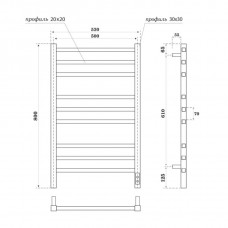 Полотенцесушитель электрический Point Вега PN71858GB П9 500x800, диммер справа, графит блеск
