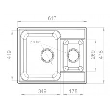 Мойка кварцевая Granfest QUARZ GF-Z-09 чёрная (617 х 480)