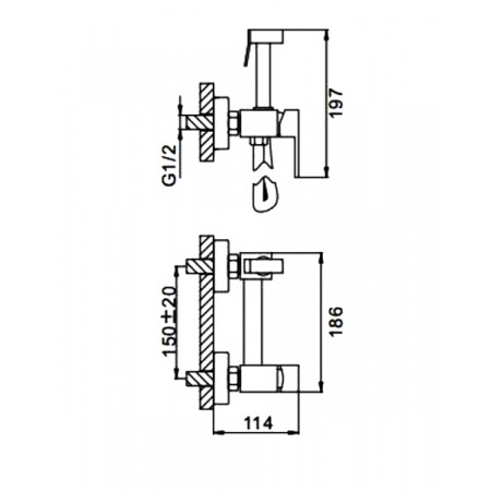 Гигиенический душ черный матовый F7504-6 Frap