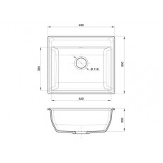 Мойка мраморная Granfest VERTEX GF-V-580 серая (580 х 500)