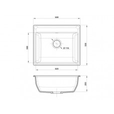 Мойка мраморная Granfest VERTEX GF-V-580 топаз (580 х 500)
