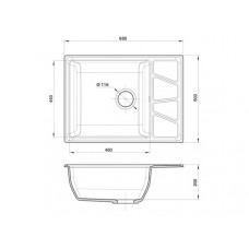 Мойка мраморная Granfest VERTEX GF-V-680L серая (680 х 500)