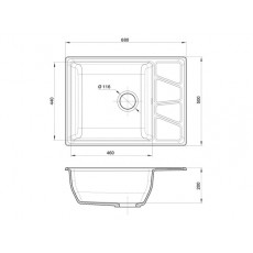 Мойка мраморная Granfest VERTEX GF-V-680L серая (680 х 500)