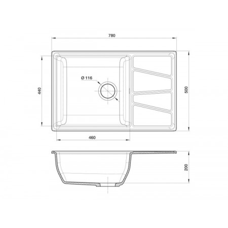 Мойка мраморная Granfest VERTEX GF-V-780L чёрная (780 х 500) Мойка мраморная Granfest VERTEX GF-V-780L чёрная (780 х 500)