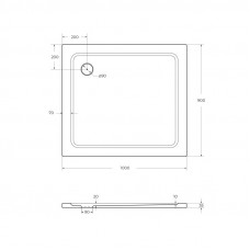 Поддон из SMC (стекловолокно) 100х90 Cezares TRAY-M-AH-100/90-35-W без сифона