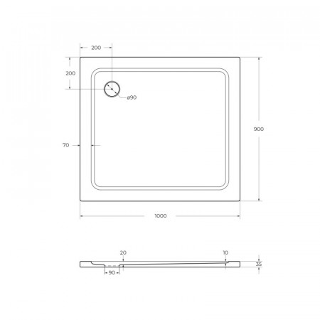 Поддон из SMC (стекловолокно) 100х90 Cezares TRAY-M-AH-100/90-35-W без сифона Поддон из SMC (стекловолокно) 100х90 Cezares TRAY-M-AH-100/90-35-W без сифона