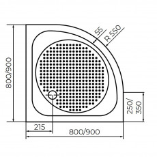 Душевой поддон полукруглый RGW LUX/TN-P  800x800