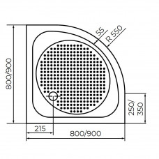 Душевой поддон полукруглый RGW LUX/TN-P  900x900