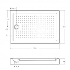 Поддон акриловый 120х80 Cezares TRAY-A-AH-120/80-15-W0 без сифона