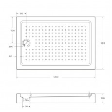 Поддон акриловый 120х80 Cezares TRAY-A-AH-120/80-15-W0 без сифона