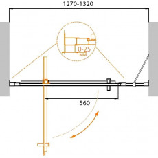 Дверь в проём Cezares MOLVENO-BA-11-100+30-C-Cr-IV, 130х195, профиль хром, стекло прозрачное