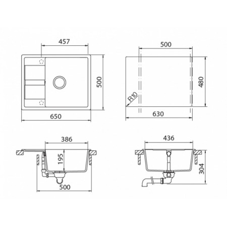 Мойка кварцевая Schock Optima 50D Cristalite 650х500 оникс Мойка кварцевая Schock Optima 50D Cristalite 650х500 оникс