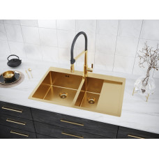 Мойка нерж. сталь KRONER 78/2SF, PM227851-BGL, брашированное золото, левая, 780х510мм, Paulmark
