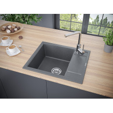 Мойка кварцевая FLUGEN 50-600, IT-GRANIT, PM216050-DG, графит, 600х500 мм, Paulmark