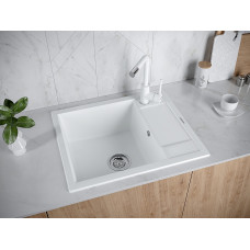 Мойка кварцевая FLUGEN 50-600, IT-GRANIT, PM216050-WH, белый, 600х500 мм, Paulmark