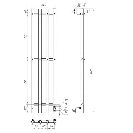 Полотенцесушитель электрический Point Деметра PN12832W П3 180x1200 диммер справа, белый Полотенцесушитель электрический Point Деметра PN12832W П3 180x1200 диммер справа, белый