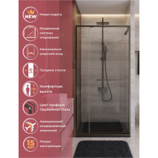 Душевая дверь Cezares LUX-B-FS-11-110-C-GM, 110х195, профиль оружейная сталь, стекло прозрачное