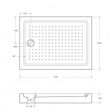 Поддон акриловый 110х80 Cezares TRAY-A-AH-110/80-15-W с сифоном