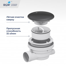 Сифон для душевых поддонов RGW Velplex QYD-01 графит