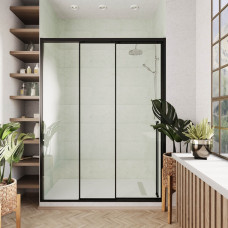 Душевая дверь Veconi Prato 300 B-L 1300x2000 черный матовый стекло прозрачное PR3/L-130-01-B-C4
