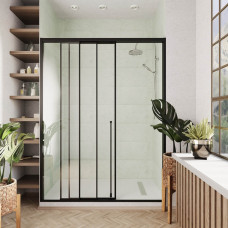 Душевая дверь Veconi Prato 300 B-L 1400x2000 черный матовый стекло прозрачное PR3/L-140-01-B-C4