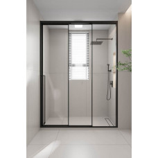 Душевая дверь Veconi Prato 300 B-R 1500x2000 черный матовый стекло прозрачное PR3/R-150-01-B-C4