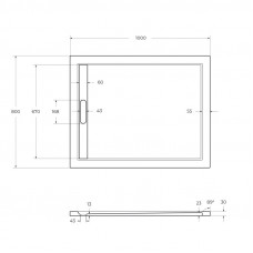 Поддон из искусственного мрамора 100х80 Cezares TRAY-AS-AH-100/80-30-W без сифона