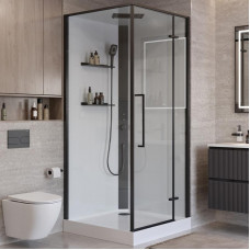Душевая кабина BelBagno UNO-CAB-A-1-90-C-NERO-Bi-TOP-R правосторонняя