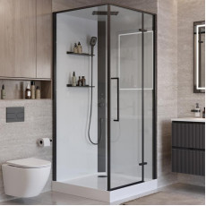 Душевая кабина BelBagno UNO-CAB-A-1-90-C-NERO-Bi-TOP-R правосторонняя