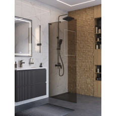 Душевая перегородка BelBagno UNO-L-1-TB-90-BR-GM профиль оружейная сталь, стекло бронза