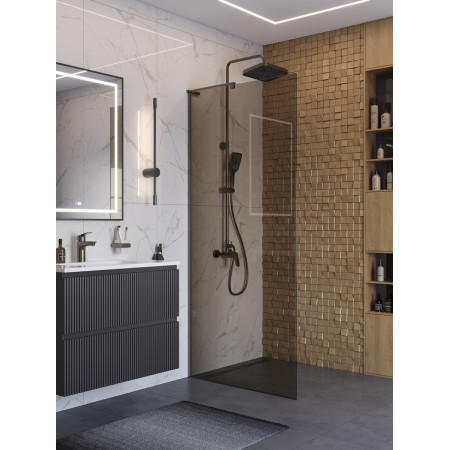 Душевая перегородка BelBagno UNO-L-1-TB-90-BR-GM профиль оружейная сталь, стекло бронза Душевая перегородка BelBagno UNO-L-1-TB-90-BR-GM профиль оружейная сталь, стекло бронза