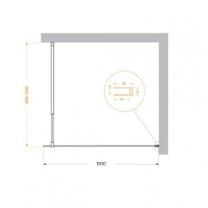 Душевая перегородка BelBagno KRAFT-L-1-100-C-NERO