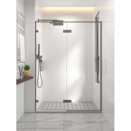 Душевая дверь Veconi Alassio GR 1500x2000 брашированный графит стекло прозрачное AL-150-00-GR-C4