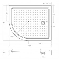 Поддон акриловый 120х100 правосторонний Cezares TRAY-A-RH-120/100-550-15-W-R с сифоном