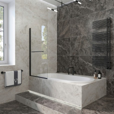 Шторка на ванну Veconi Palau PL-79B 700x1500 черный стекло прозрачное PL79B-70-01-C5