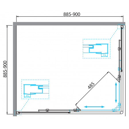 Душевой уголок BelBagno DUE-A-2-90-C-Cr
