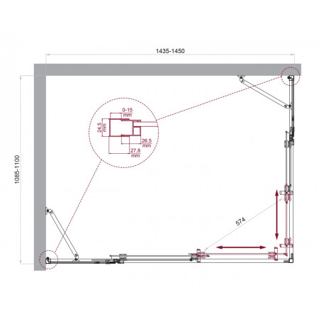 Душевой уголок LUCE-AH-22-145/110-C-Cr Душевой уголок LUCE-AH-22-145/110-C-Cr