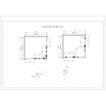 Душевой уголок Cezares STYLUS-O-M-A-2-90-C-Cr