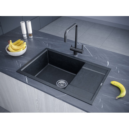 Мойка кварцевая FLUGEN 60, IT-GRANIT, PM317850-BLM, черный металлик, 780х500 мм, Paulmark