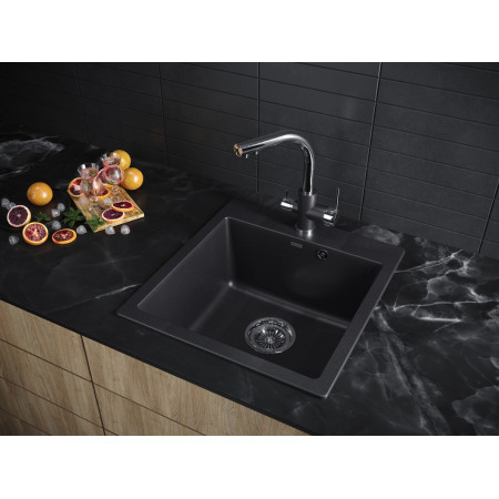 Мойка кварцевая KANTE 50, IT-GRANIT, PM105152-BL, черный, 510х520, Paulmark Мойка кварцевая KANTE 50, IT-GRANIT, PM105152-BL, черный, 510х520, Paulmark