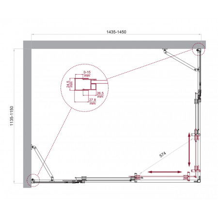 Душевой уголок LUCE-AH-22-145/115-C-Cr Душевой уголок LUCE-AH-22-145/115-C-Cr