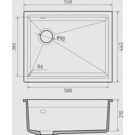RIVELATO Мойка LINO 554-L 1-чаш 550*440 antracite арт.LN-554-L antracite RIVELATO Мойка LINO 554-L 1-чаш 550*440 antracite арт.LN-554-L antracite
