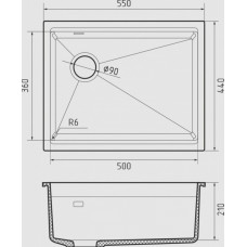 RIVELATO Мойка LINO 554-L 1-чаш 550*440 brina арт.LN-554-L brina
