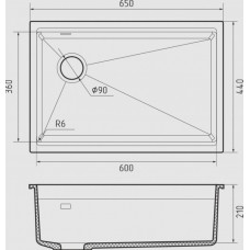 RIVELATO Мойка LINO 654-L 1-чаш 650*440 brina арт.LN-654-L brina
