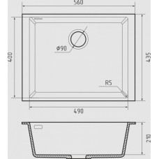 RIVELATO Мойка STRIA 5649 1-чаш 560*435 Calcestruzzo арт.SR-5649 Calcestruzzo