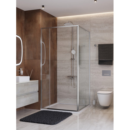 Душевой уголок Cezares LUX-AH-FS-11-100/80-C-CR, 100х80х195, профиль хром, стекло прозрачное Душевой уголок Cezares LUX-AH-FS-11-100/80-C-CR, 100х80х195, профиль хром, стекло прозрачное