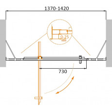 Дверь в проём Cezares MOLVENO-BA-12-100+40-C-Cr-IV, 140х195, профиль хром, стекло прозрачное