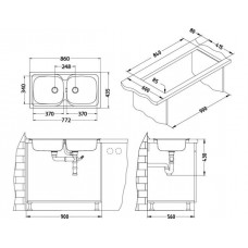 Мойка Alveus Basic 70 Nat-60 нерж сталь (860 х 435)