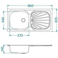 Мойка Alveus Basic 80 Lei-60 нерж сталь (860 х 435)