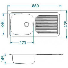 Мойка Alveus Basic 60 Lei-60 нерж сталь (860 х 435)